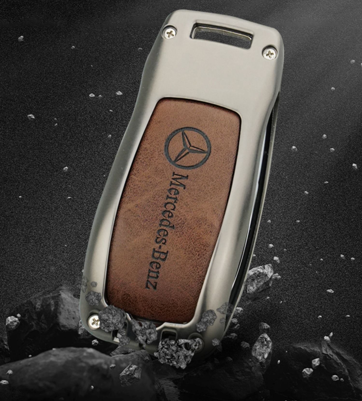 Benz Zinc Alloy + Leather Car Key Fob Cover For Man