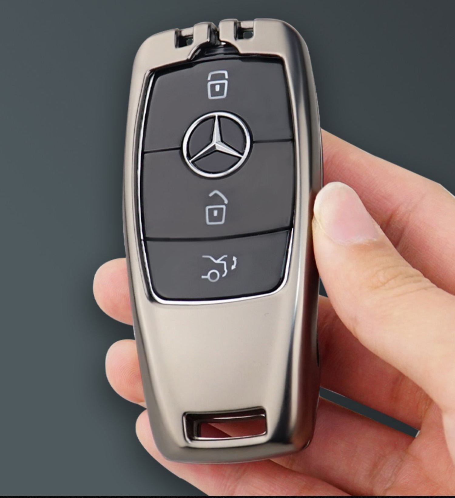 Benz Zinc Alloy + Leather Car Key Fob Cover For Man