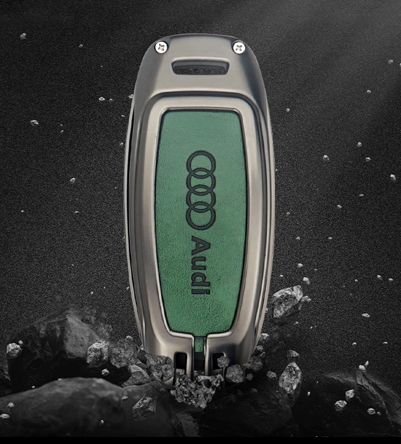 Audi Zinc Alloy + Leather Car Key Fob Cover