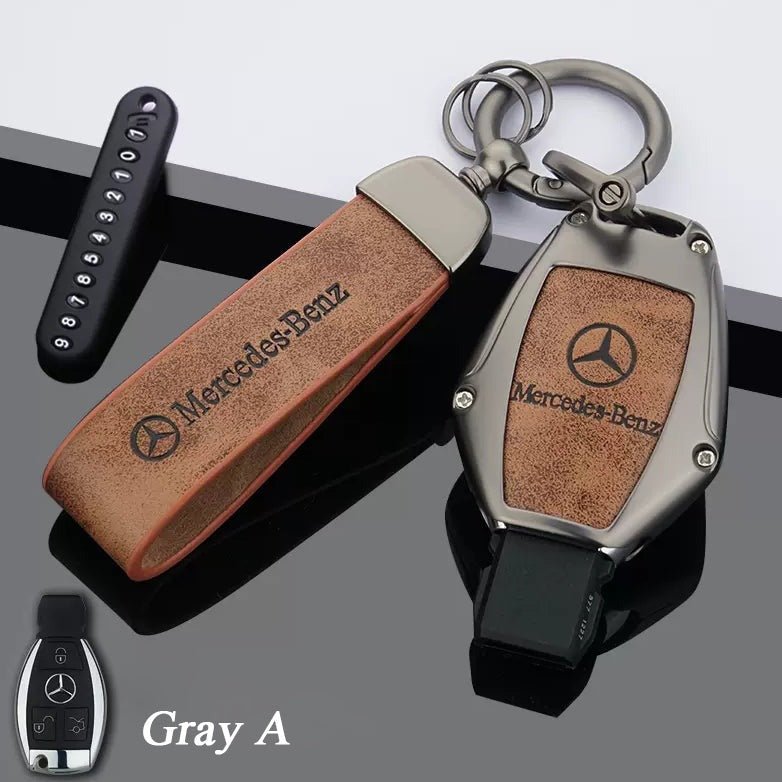 Benz Zinc Alloy + Leather Car Key Fob Cover For Man