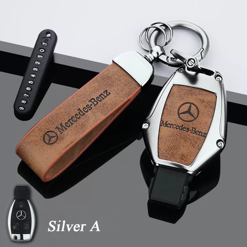 Benz Zinc Alloy + Leather Car Key Fob Cover For Man