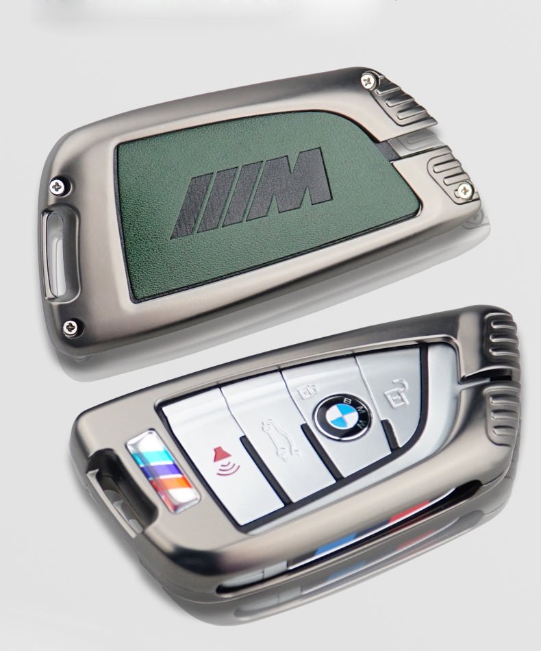 BMW Zinc Alloy + Leather Car Key Fob Cover For Man