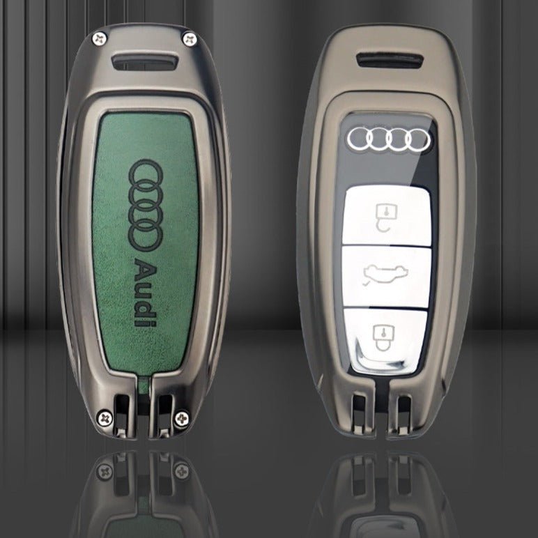 Audi Zinc Alloy + Leather Car Key Fob Cover