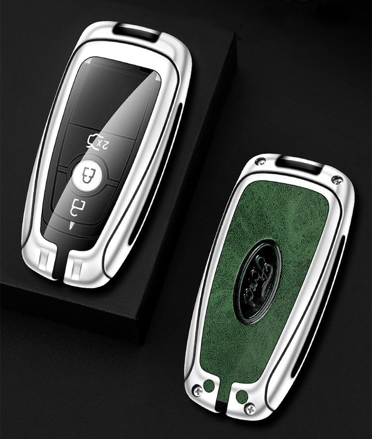 Ford Zinc Alloy + Leather Car Key Fob Case