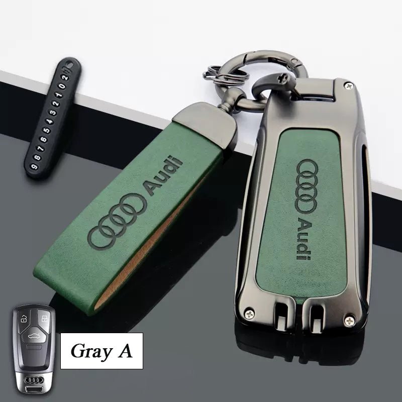 Audi Zinc Alloy + Leather Car Key Fob Cover