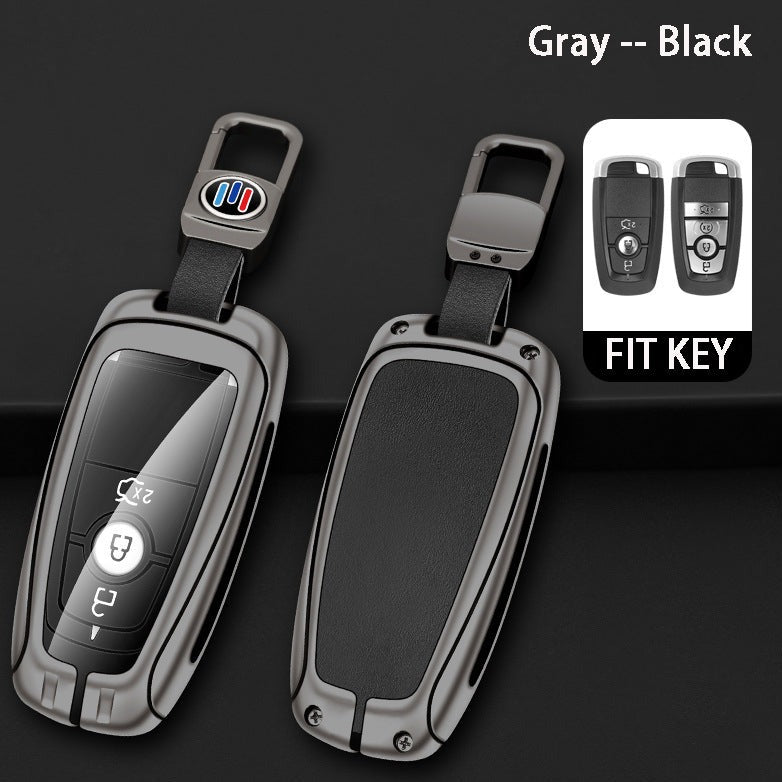 Ford Zinc Alloy + Leather Car Key Fob Cover