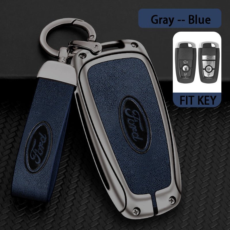 Ford Zinc Alloy + Leather Car Key Cover