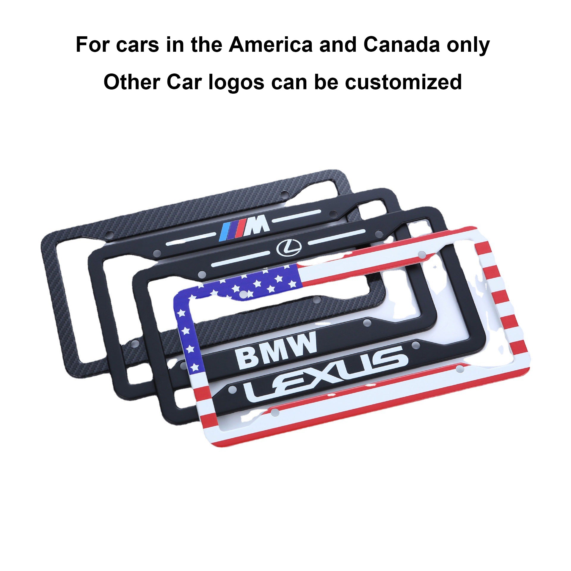 Car Aluminum Alloy License Plate Frame with Car Logo (2 pcs)