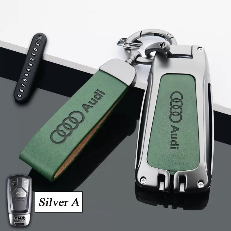 Audi Zinc Alloy + Leather Car Key Fob Cover