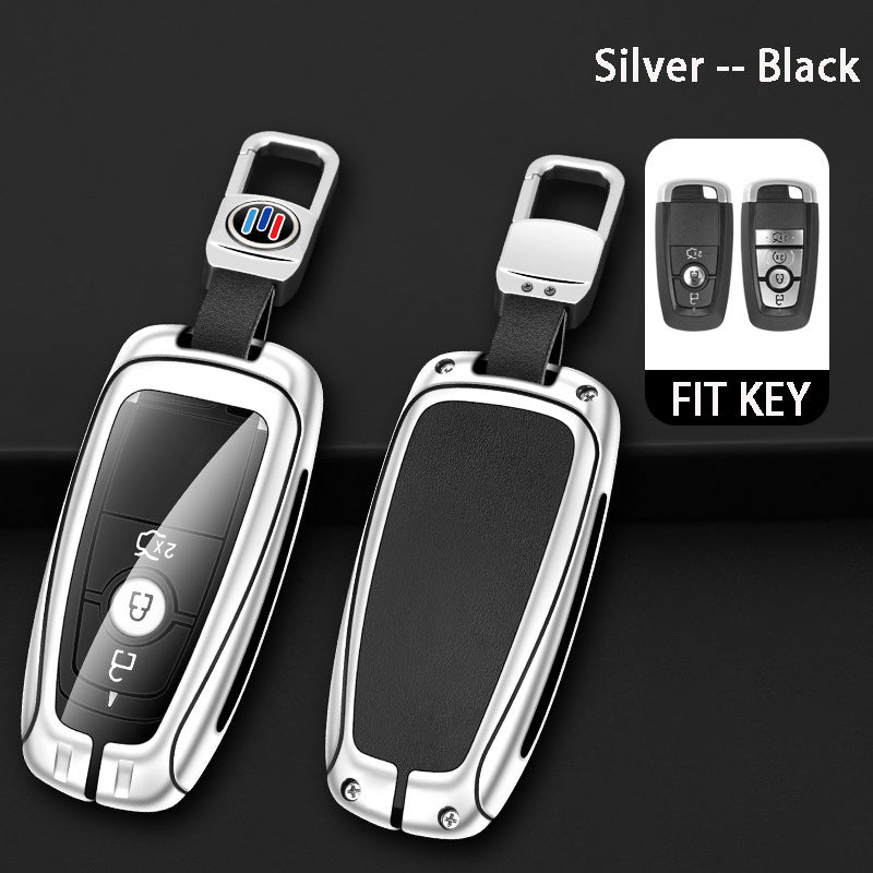 Ford Zinc Alloy + Leather Car Key Fob Cover