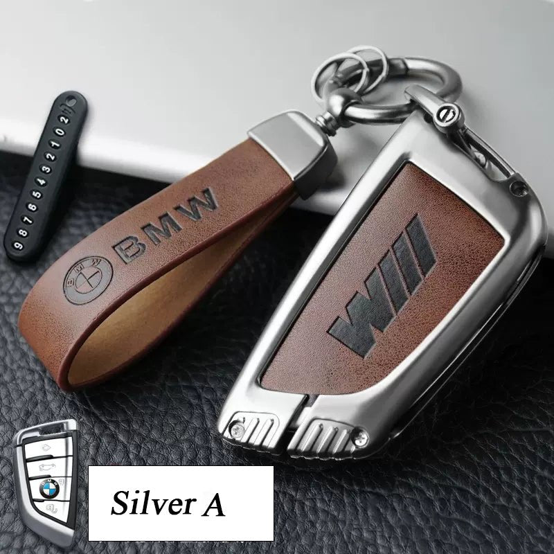 BMW Zinc Alloy + Leather Car Key Fob Cover