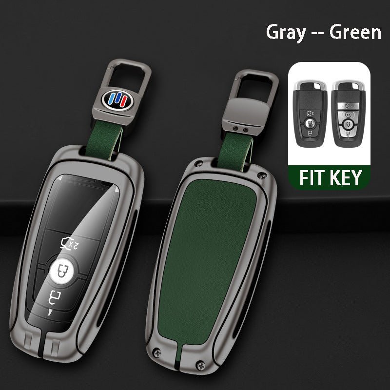 Ford Zinc Alloy + Leather Car Key Fob Cover