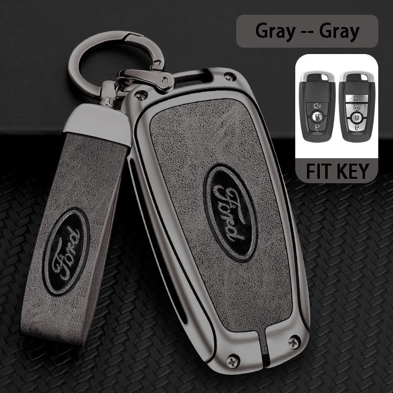 Ford Zinc Alloy + Leather Car Key Cover