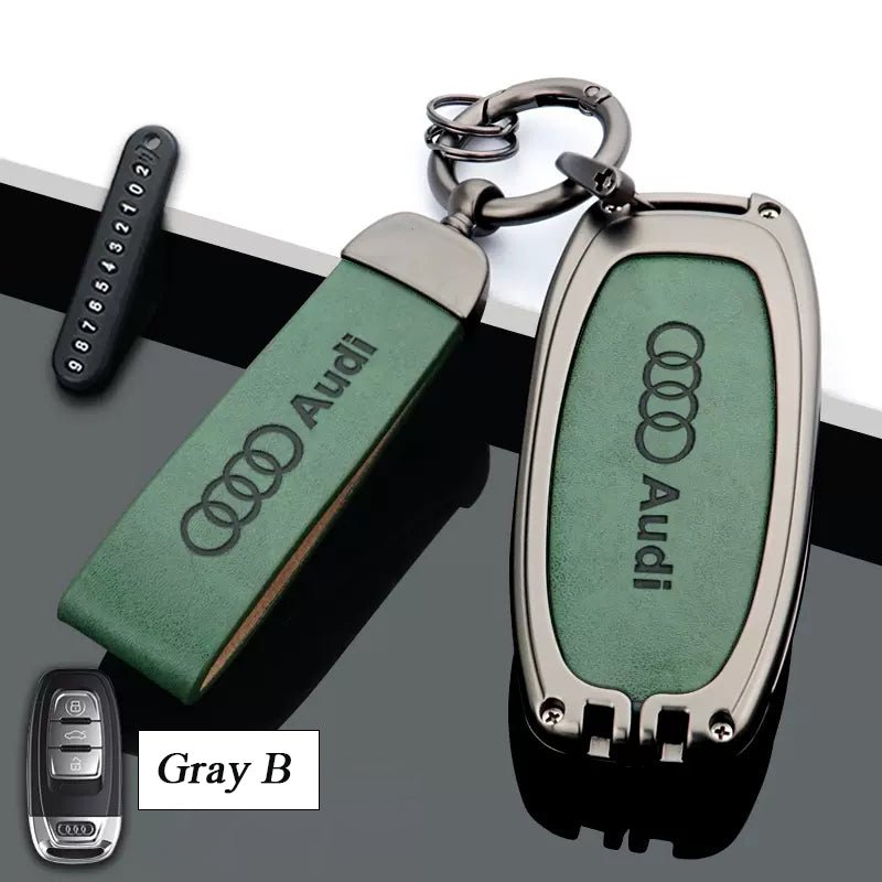 Audi Zinc Alloy + Leather Car Key Fob Cover