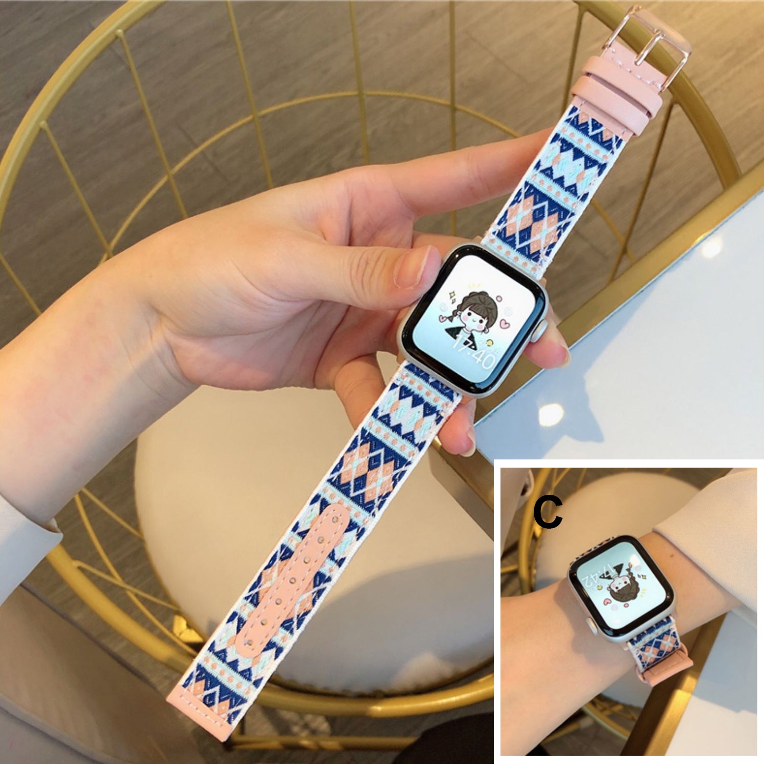 iWatch Nylon + Leather Band (series 1/2/3/4/5/6/SE/7/8)