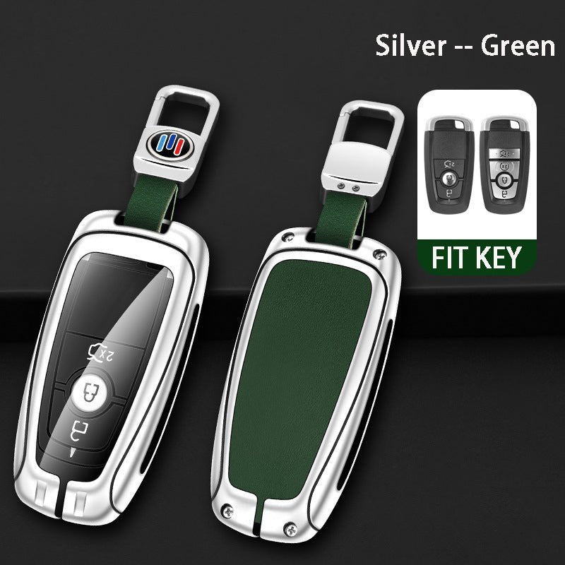 Ford Zinc Alloy + Leather Car Key Fob Cover