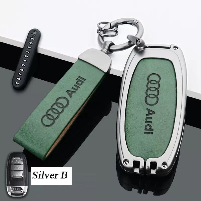 Audi Zinc Alloy + Leather Car Key Fob Cover