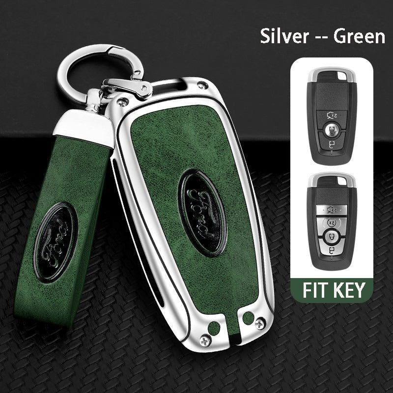 Ford Zinc Alloy + Leather Car Key Fob Case