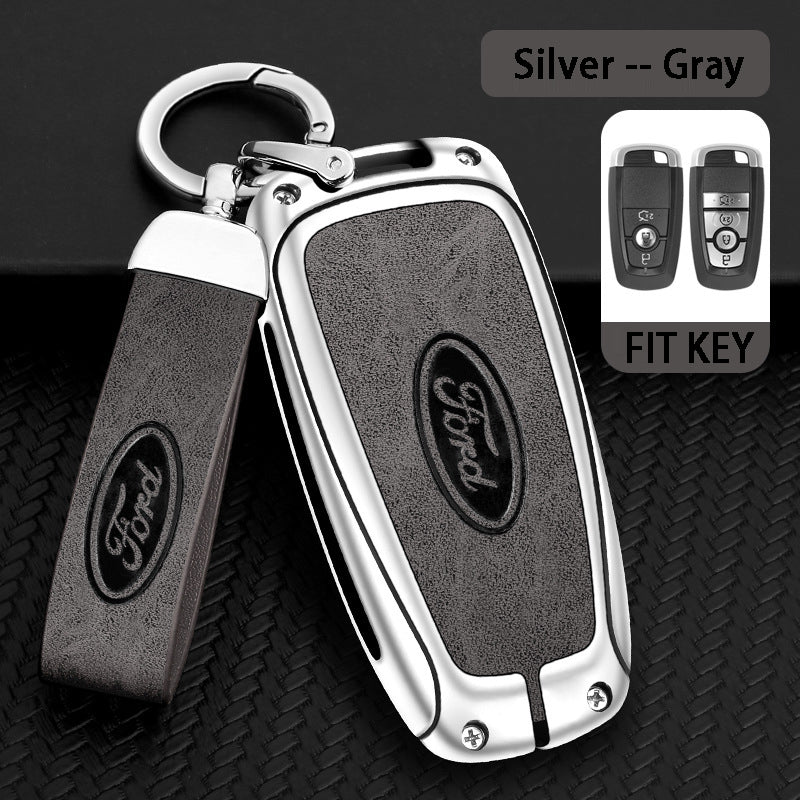 Ford Zinc Alloy + Leather Car Key Cover