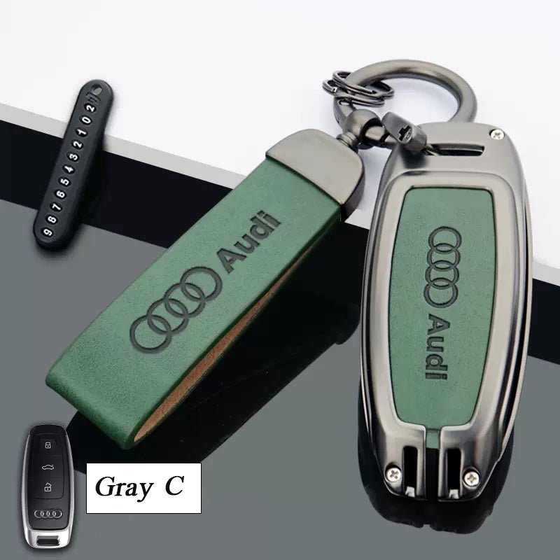 Audi Zinc Alloy + Leather Car Key Fob Cover