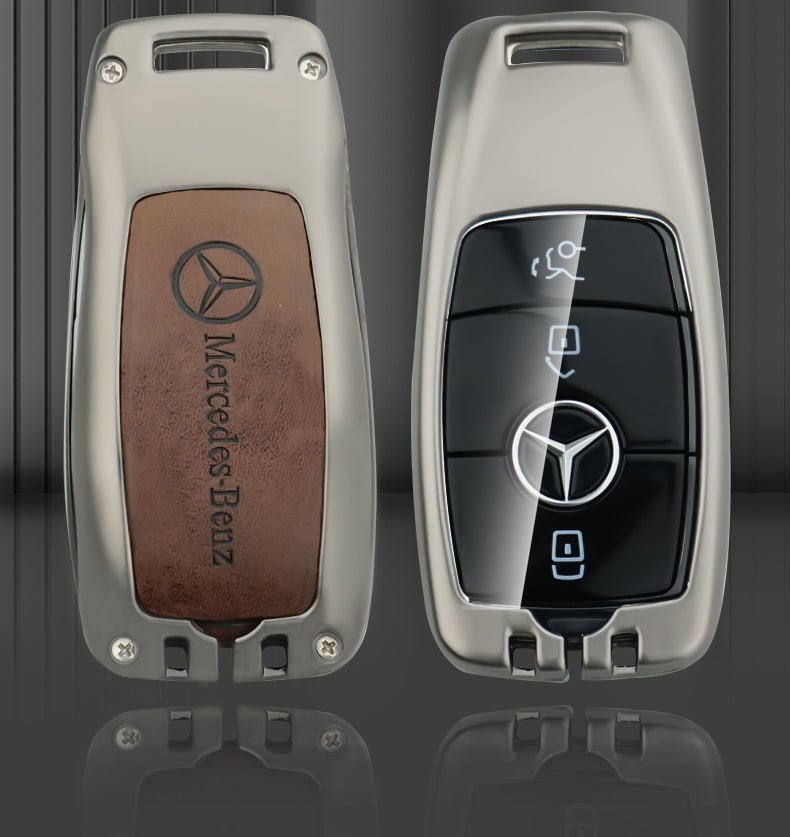 Benz Zinc Alloy + Leather Car Key Fob Cover For Man