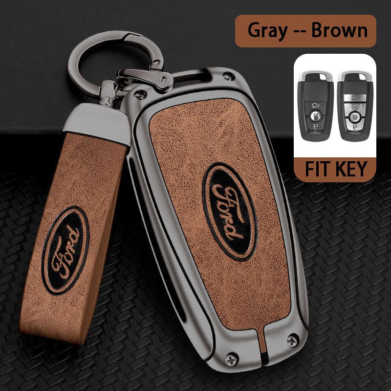 Ford Zinc Alloy + Leather Car Key Cover