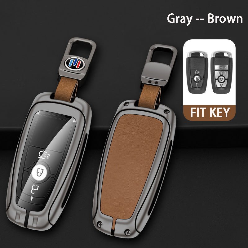 Ford Zinc Alloy + Leather Car Key Fob Cover