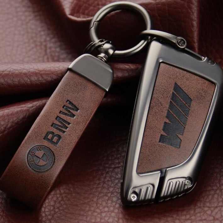 BMW Zinc Alloy + Leather Car Key Fob Cover