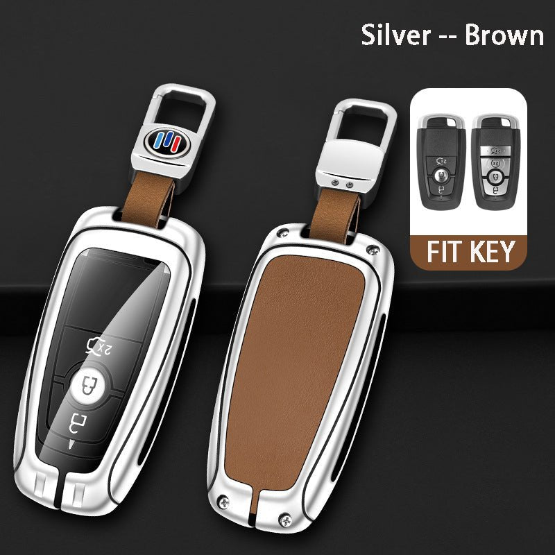 Ford Zinc Alloy + Leather Car Key Fob Cover