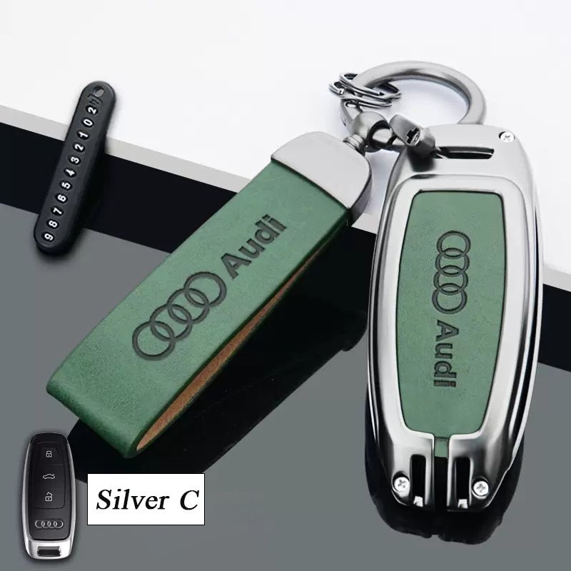 Audi Zinc Alloy + Leather Car Key Fob Cover