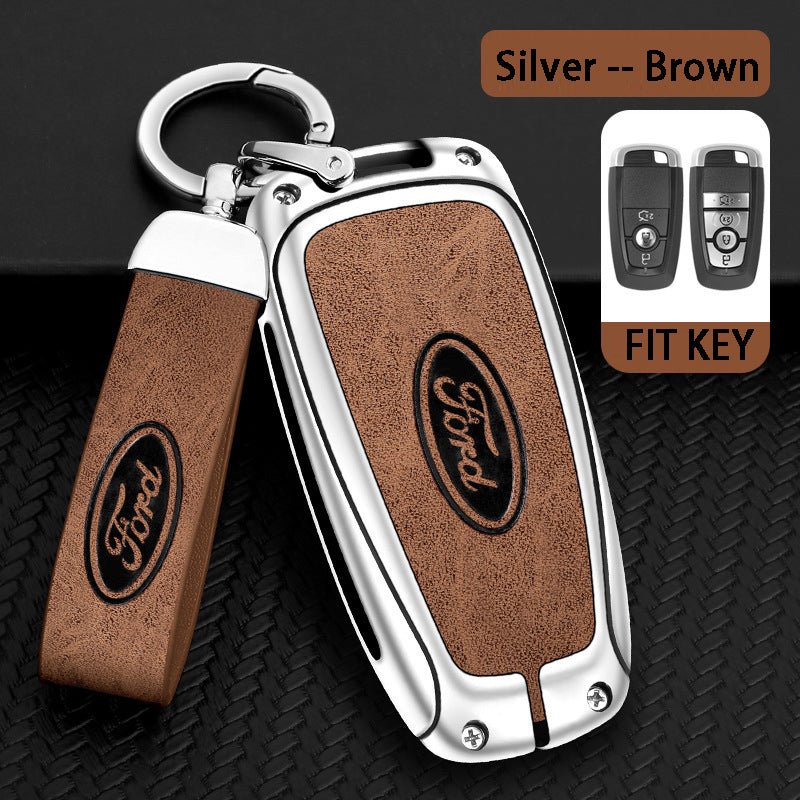 Ford Zinc Alloy + Leather Car Key Cover