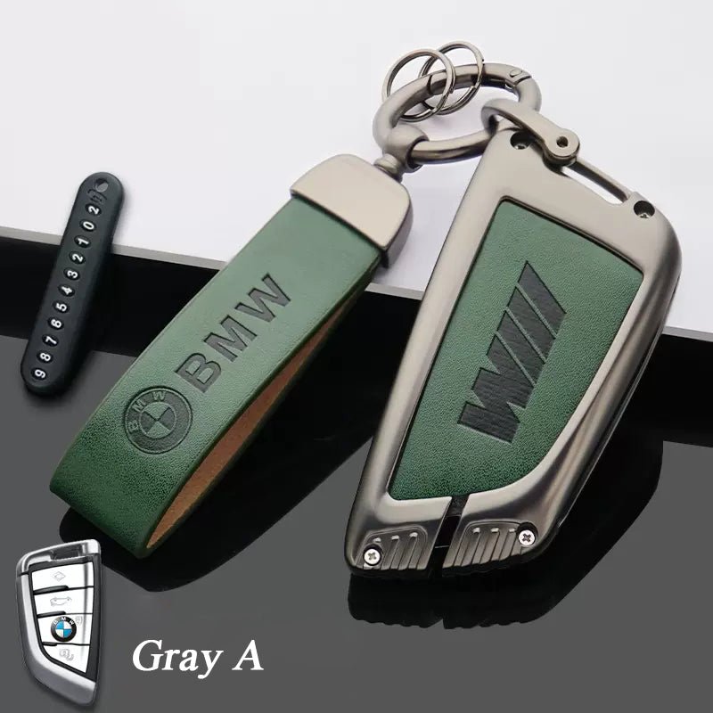 BMW Zinc Alloy + Leather Car Key Fob Cover For Man