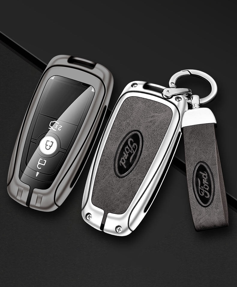Ford Zinc Alloy + Leather Car Key Cover