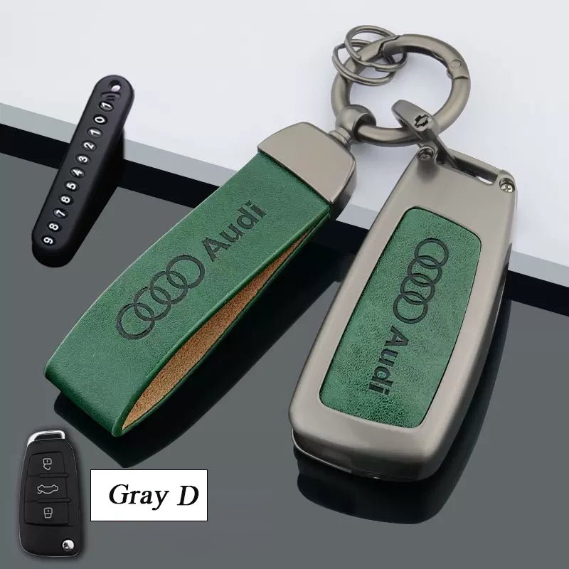 Audi Zinc Alloy + Leather Car Key Fob Cover