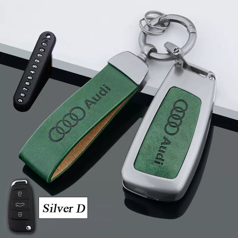 Audi Zinc Alloy + Leather Car Key Fob Cover