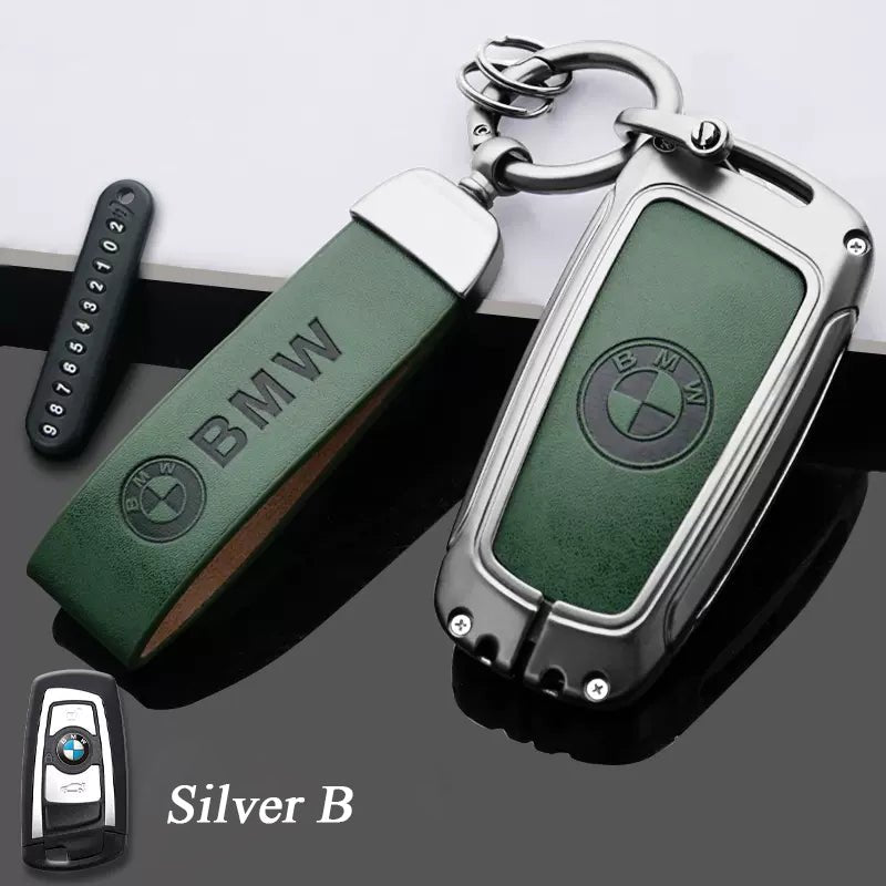 BMW Zinc Alloy + Leather Car Key Fob Cover For Man