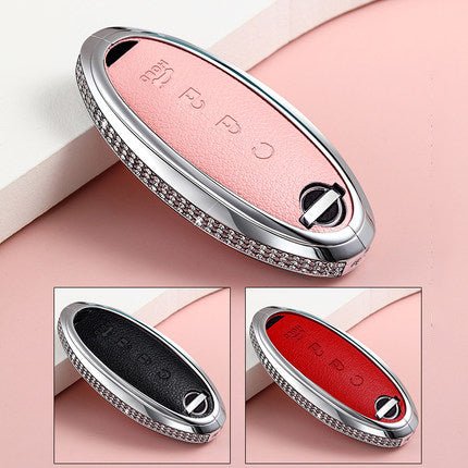 Nissan Alloy + Cow Leather Car Key Cover (Four buttons, the last button is "HOLD")