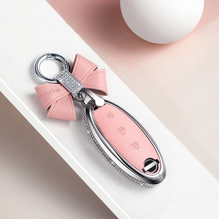 Nissan Alloy + Cow Leather Car Key Cover (Three buttons, the last button is "trumpet")