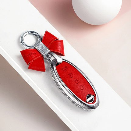 Nissan Alloy + Cow Leather Car Key Cover (Four buttons, the last button is "HOLD")