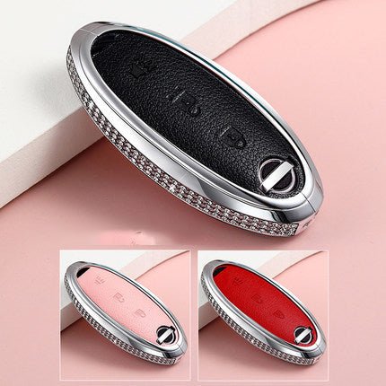 Nissan Alloy + Cow Leather Car Key Cover (Three buttons, the last button is "trumpet")