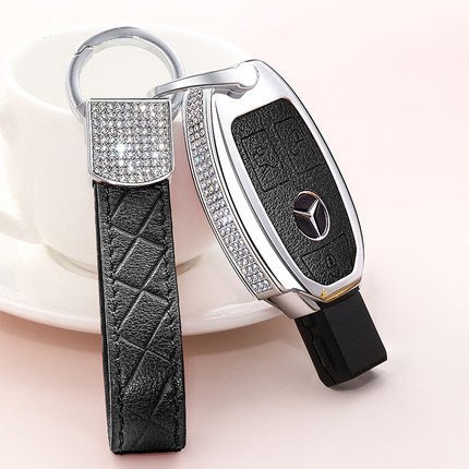Benz Alloy + Cow Leather Car Key Cover (Three buttons)