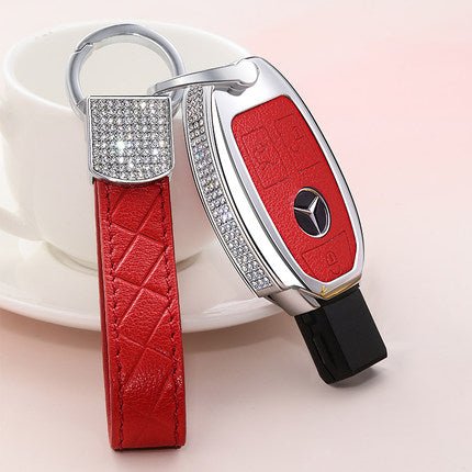 Benz Alloy + Cow Leather Car Key Cover (Three buttons)