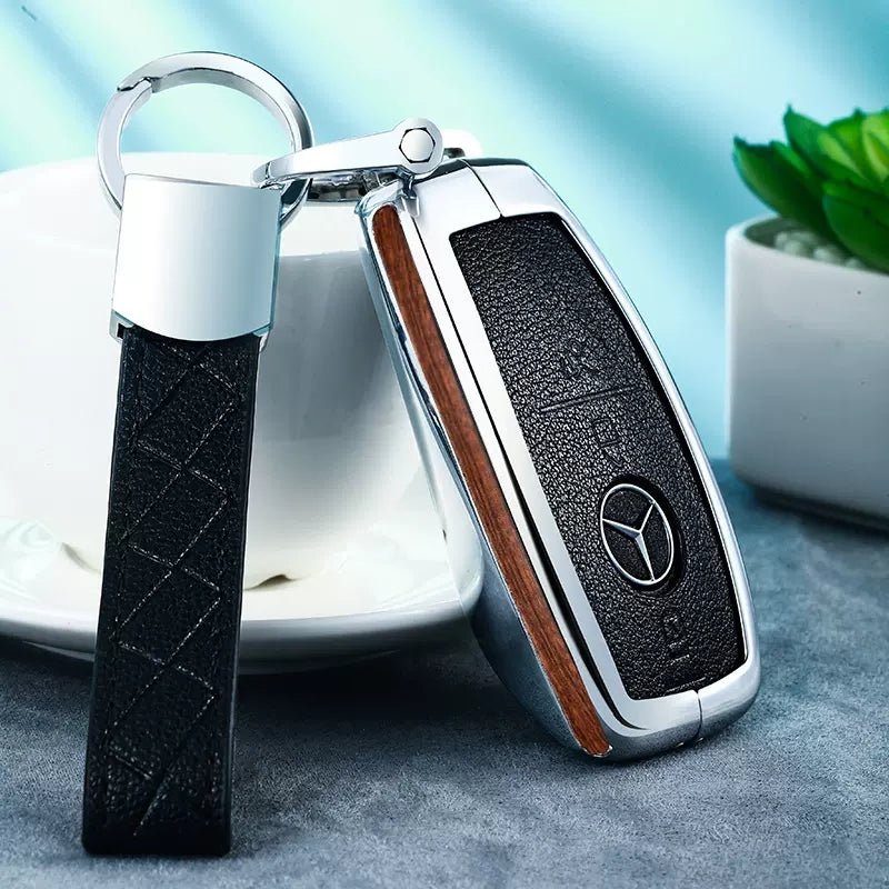Benz Alloy + Leather + Carbon Fiber/Solid wood leather Car Key Fob