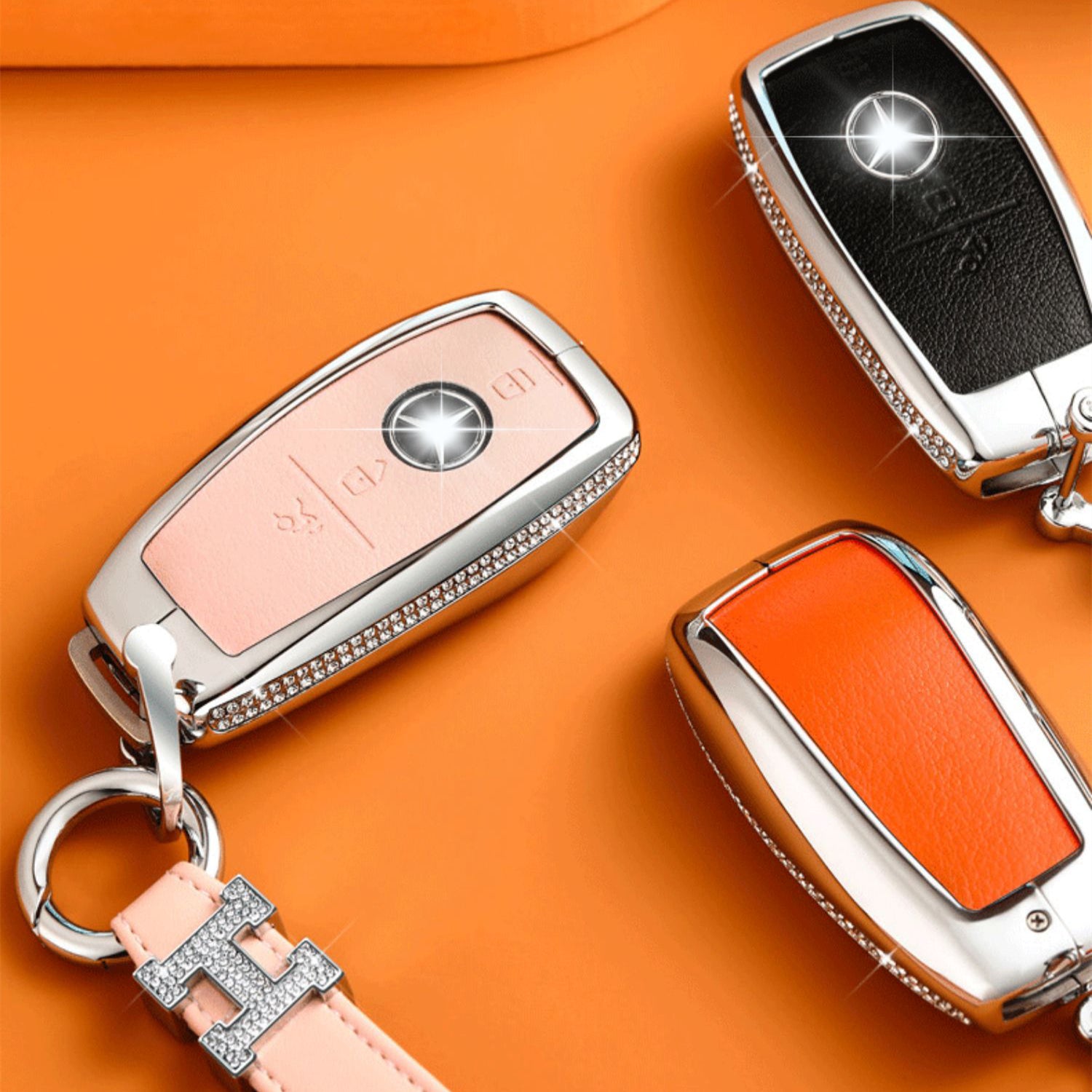 BENZ Alloy + Cow Leather Car Key Case