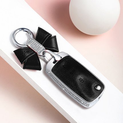 VW Alloy + Cow Leather Car Key Cover