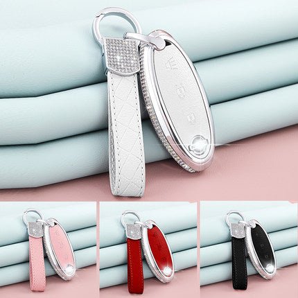 Nissan Alloy + Cow Leather Car Key Cover (Three buttons, the last button is "trumpet")