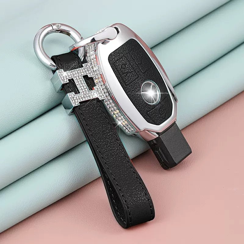 BENZ Alloy + Cow Leather Car Key Case (Three buttons)