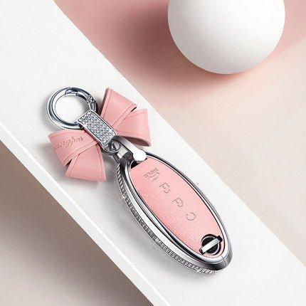 Nissan Alloy + Cow Leather Car Key Cover (Four buttons, the last button is "HOLD")