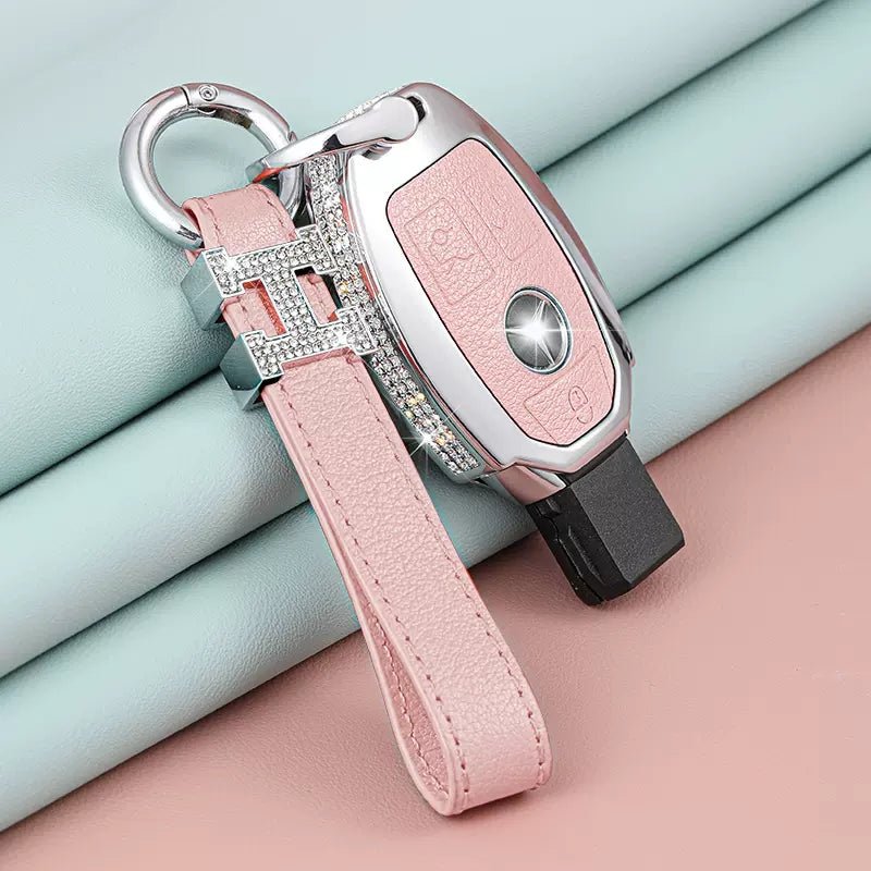 BENZ Alloy + Cow Leather Car Key Case (Three buttons)