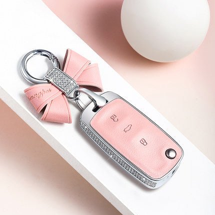 VW Alloy + Cow Leather Car Key Cover